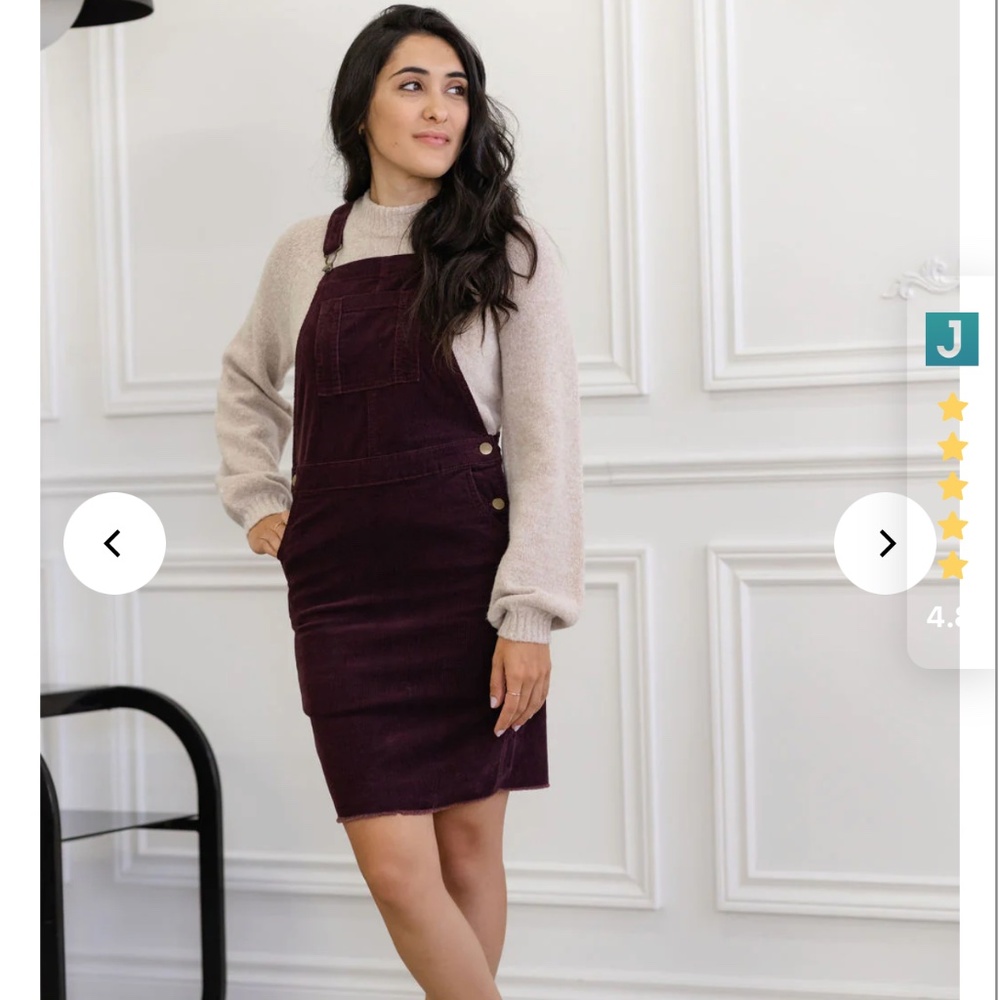 Corduroy dungarees dress - mahogany